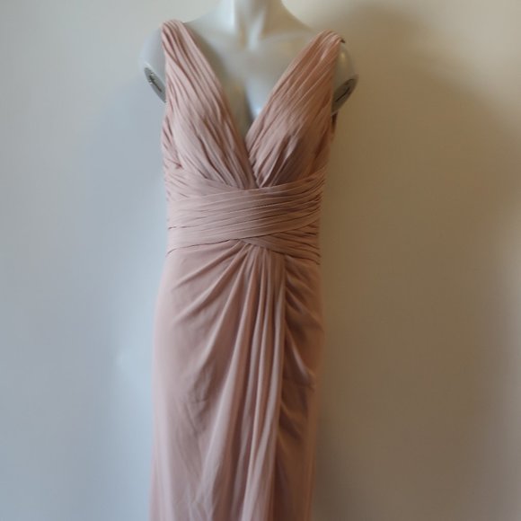 NWT WOMENS WATTERS & WATTERS BLUSH PINK PLEATED SLEEVELESS GOWN 10 * - Picture 8 of 14